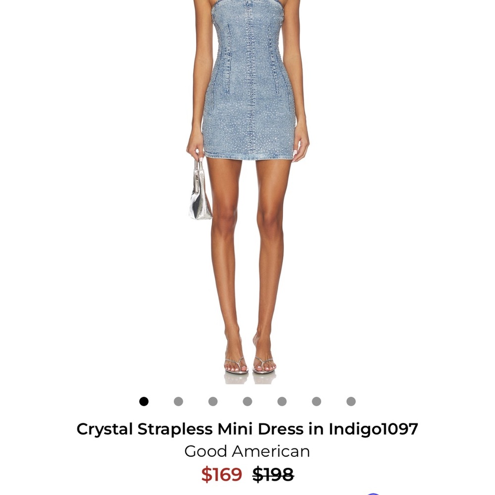 Good American Strapless Crystal Mini Dress in Indigo Blue